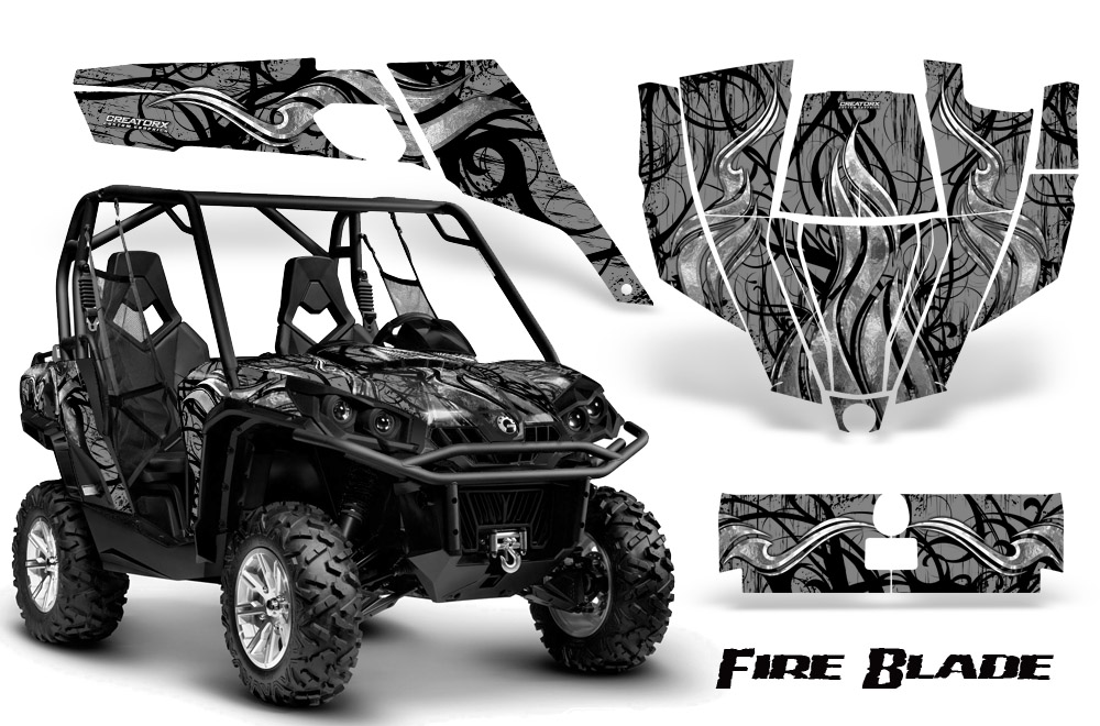 Can-Am Commander Graphics Kit Fire Blade Black Silver BB